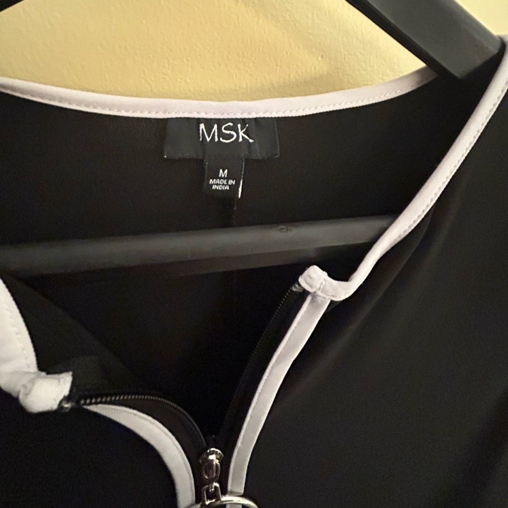 EUC MSK Black Dress w/White Accents, Zipper w/Silver Pull, Could be Cover Up - Picture 7 of 15